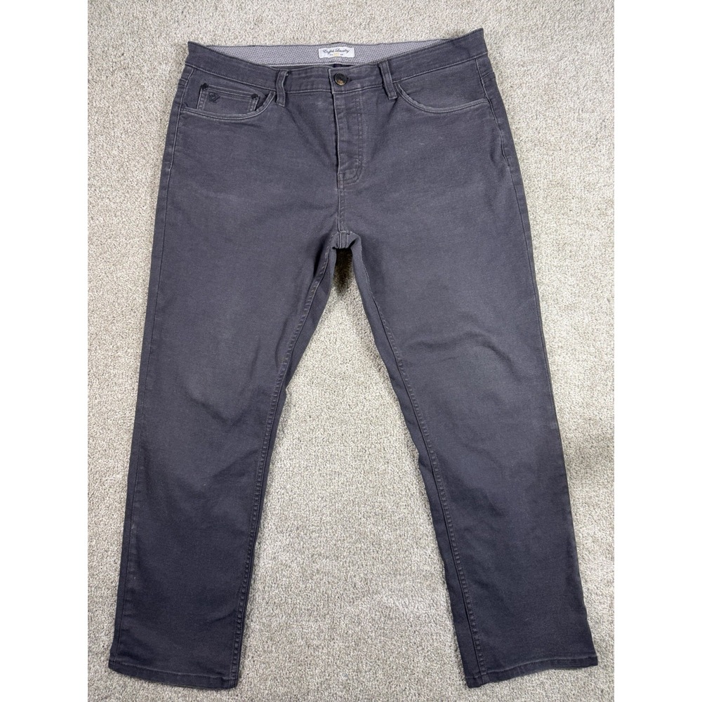 English Laundry Men's Dark Gray 5-Pocket Straight-Leg Stretch Denim Pants